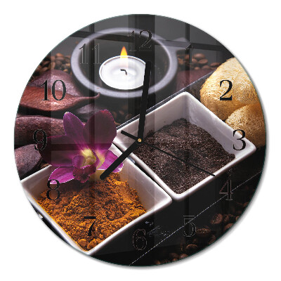 Wanduhr glas rund Orchidee