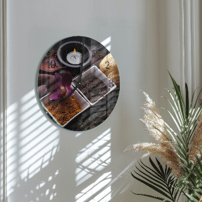 Wanduhr glas rund Orchidee