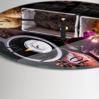 Wanduhr glas rund Orchidee