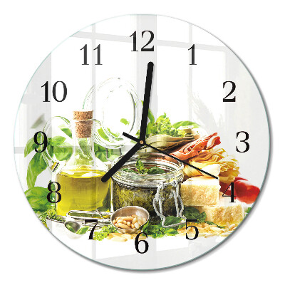 Runde wanduhr aus glas Pasta mit Olivenöl