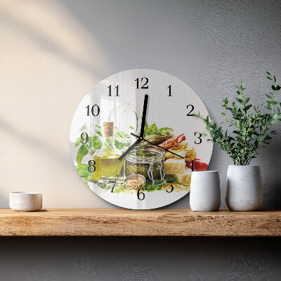 Runde wanduhr aus glas Pasta mit Olivenöl
