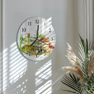 Runde wanduhr aus glas Pasta mit Olivenöl