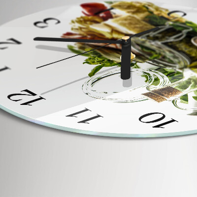 Runde wanduhr aus glas Pasta mit Olivenöl
