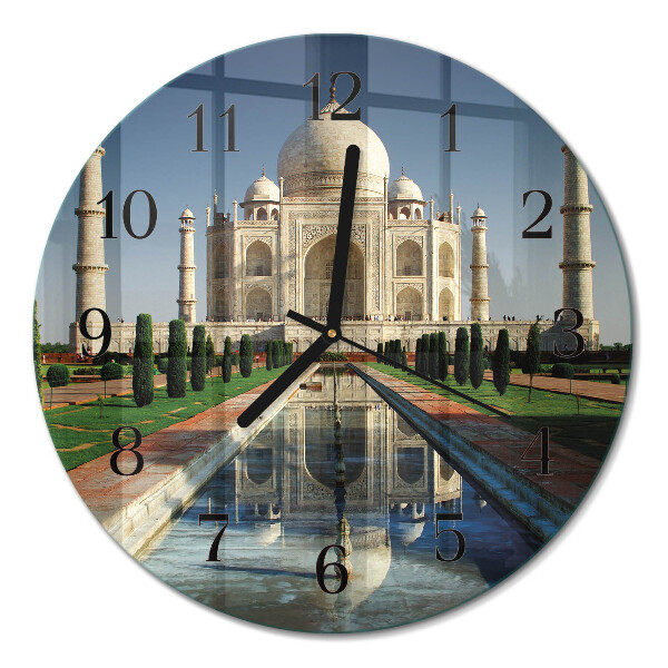 Glas wanduhr mit motiv rund Taj Mahal