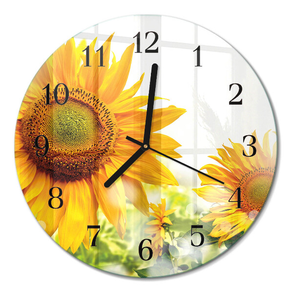 Glas wanduhr mit motiv rund Sonnenblume
