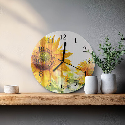 Glas wanduhr mit motiv rund Sonnenblume