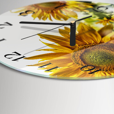 Glas wanduhr mit motiv rund Sonnenblume