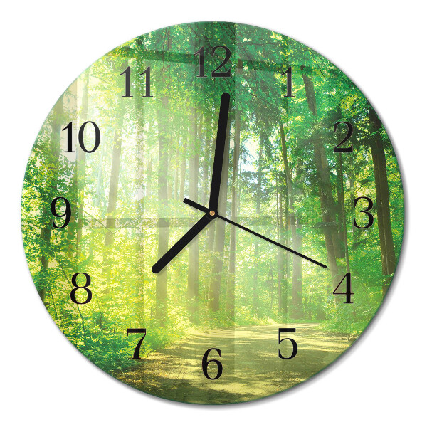 Wanduhr glas rund Waldnatur