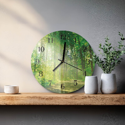 Wanduhr glas rund Waldnatur