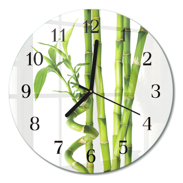 Runde wanduhr aus glas Bambus