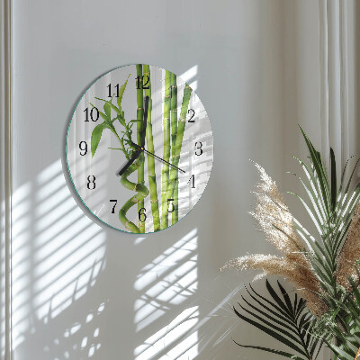 Runde wanduhr aus glas Bambus