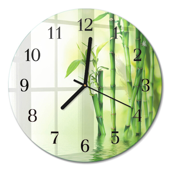 Glas wanduhr mit motiv rund Bambus