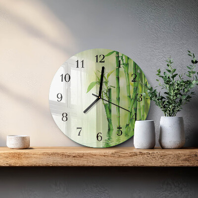 Glas wanduhr mit motiv rund Bambus