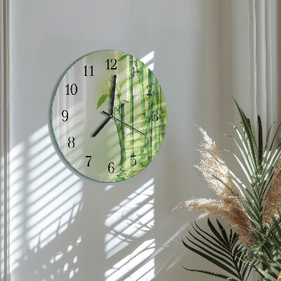 Glas wanduhr mit motiv rund Bambus