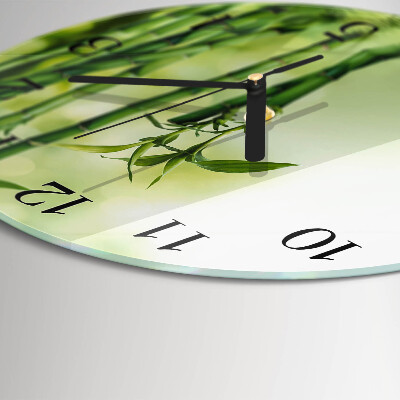 Glas wanduhr mit motiv rund Bambus