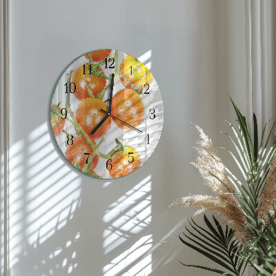 Glas wanduhr mit motiv rund Tomaten