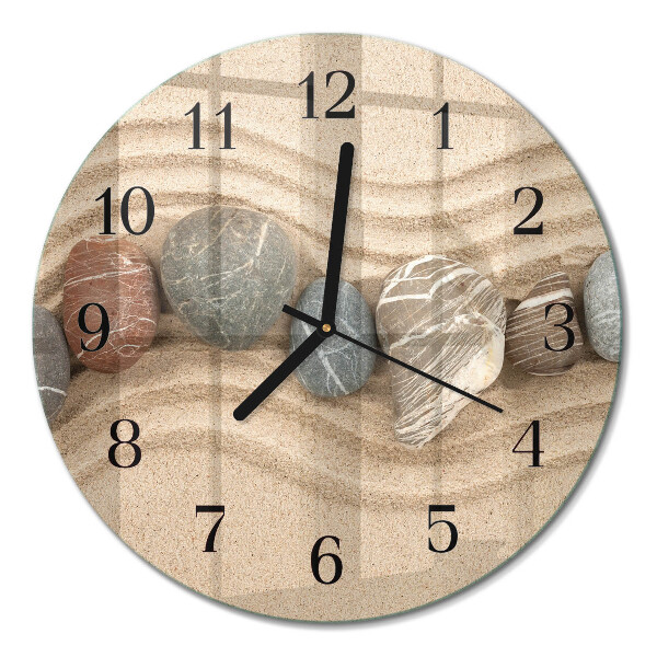 Wanduhr glas rund Steine ​​und Sand