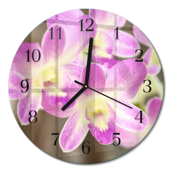Glas wanduhr mit motiv rund Blumen