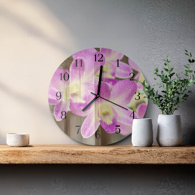 Glas wanduhr mit motiv rund Blumen