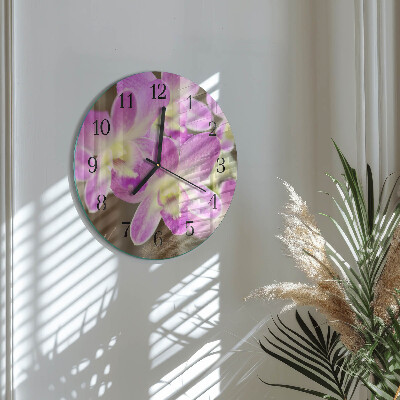 Glas wanduhr mit motiv rund Blumen