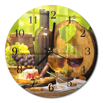 Wanduhr glas rund Trauben für Wein