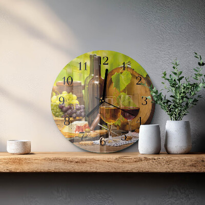 Wanduhr glas rund Trauben für Wein