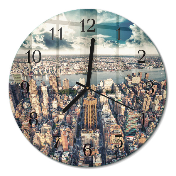 Glas wanduhr mit motiv rund New York