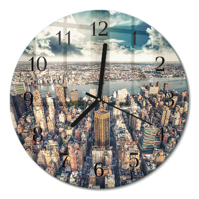 Glas wanduhr mit motiv rund New York