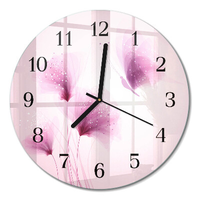 Wanduhr glas rund Blumen