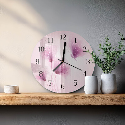 Wanduhr glas rund Blumen