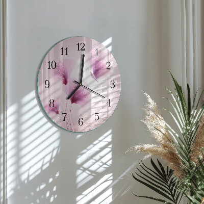 Wanduhr glas rund Blumen