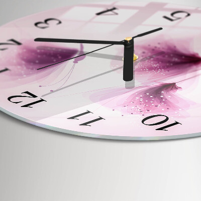 Wanduhr glas rund Blumen