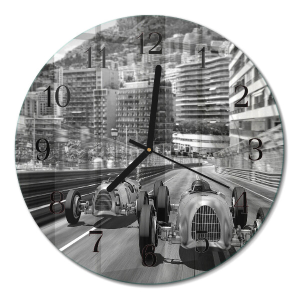 Glas wanduhr mit motiv rund Rennwagen