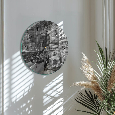 Glas wanduhr mit motiv rund Rennwagen