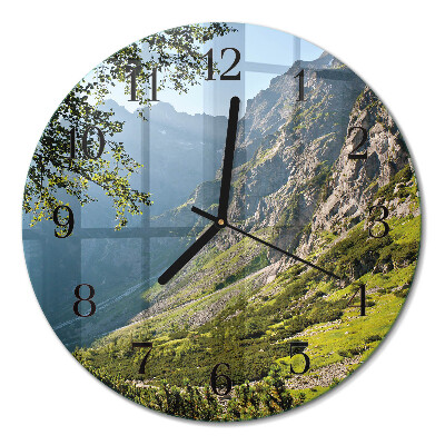 Wanduhr glas rund Gebirge