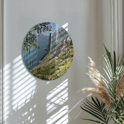Wanduhr glas rund Gebirge