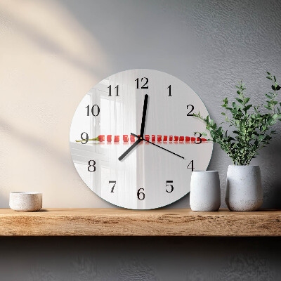 Runde wanduhr aus glas Chili-Pfeffer