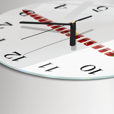 Runde wanduhr aus glas Chili-Pfeffer