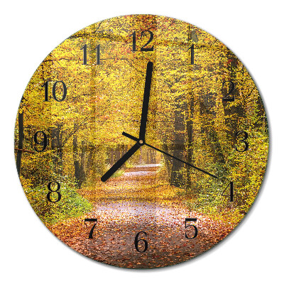 Runde wanduhr aus glas Waldweg