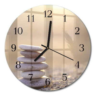 Wanduhr glas rund Steine