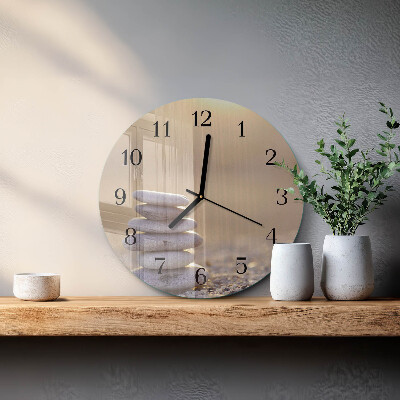 Wanduhr glas rund Steine