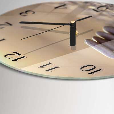 Wanduhr glas rund Steine