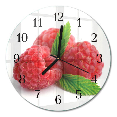 Runde wanduhr aus glas Himbeeren