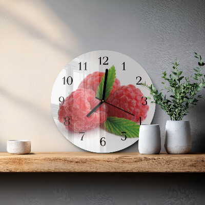 Runde wanduhr aus glas Himbeeren