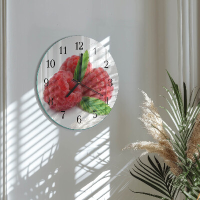 Runde wanduhr aus glas Himbeeren