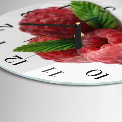Runde wanduhr aus glas Himbeeren