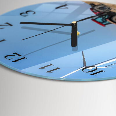 Runde wanduhr aus glas Traktorfeld