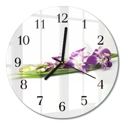 Glas wanduhr mit motiv rund Blumen