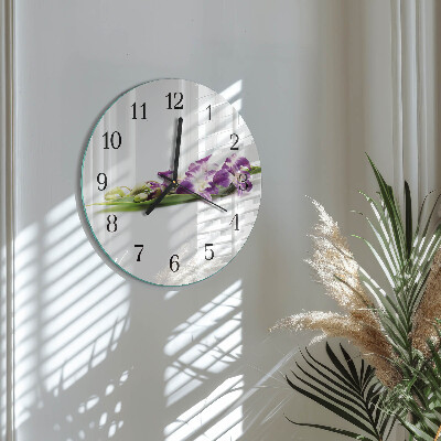 Glas wanduhr mit motiv rund Blumen