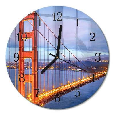 Runde wanduhr aus glas Golden Gate